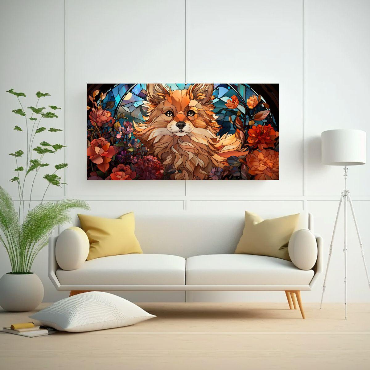 Arte Digital De Ventana De Vidrio Con Gato 80x40cm-2