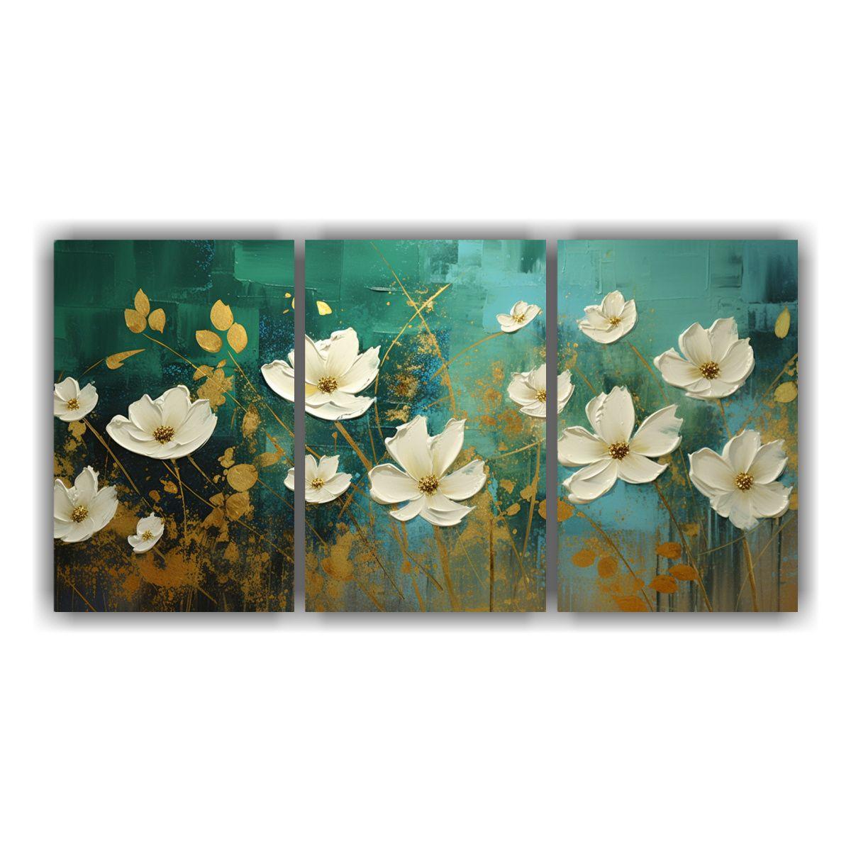Pintura Mural Decorativa De Flores En Colores 60x30 Cm-0
