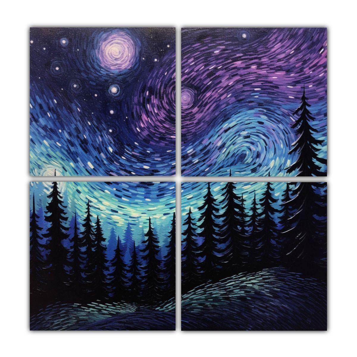 Cuatro Lienzos De Tela Decoración Artesanal 200x200 Cm-0
