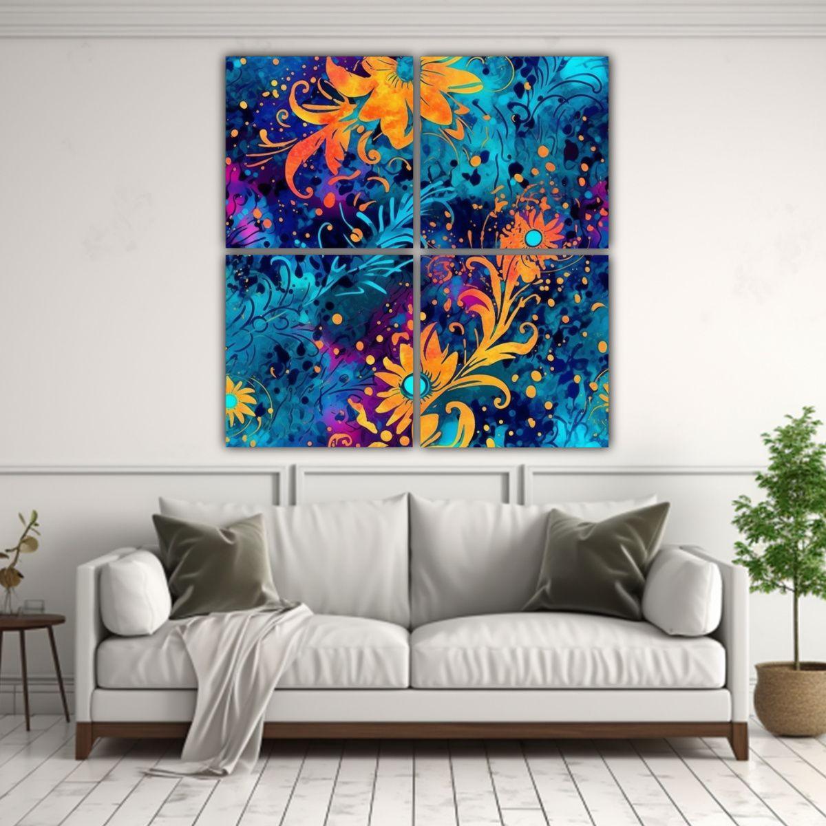 Cuadros Acuarela Impacto Visual Tie Dye Fantasía 40x40 Cm-2