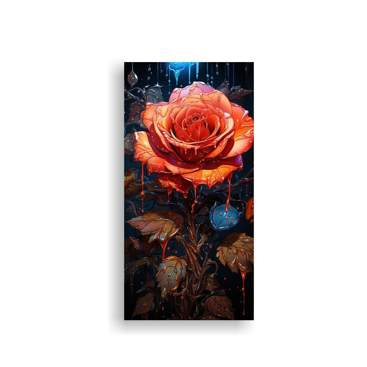 Cuadro Líneas Finas Expresivas Con Goteo De Rosa 20x40cm-0