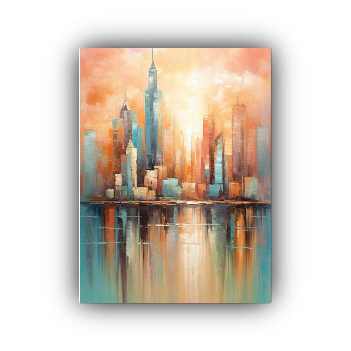 Pintura De Paisaje Urbano En Estilo De Colores 50x65cm-0