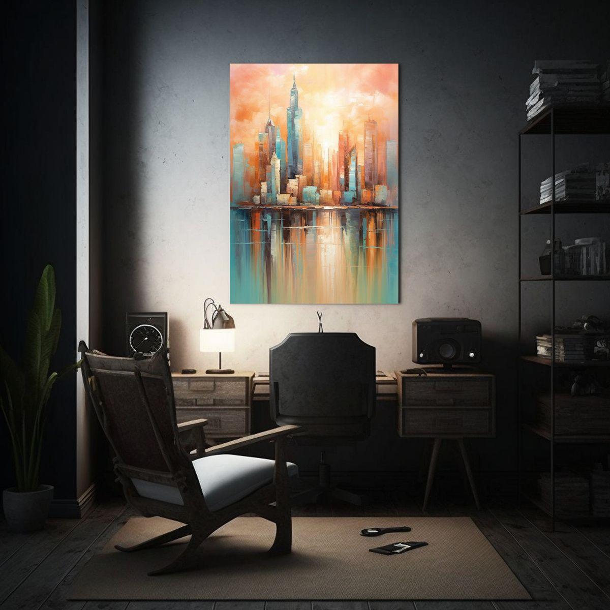 Pintura De Paisaje Urbano En Estilo De Colores 50x65cm-2