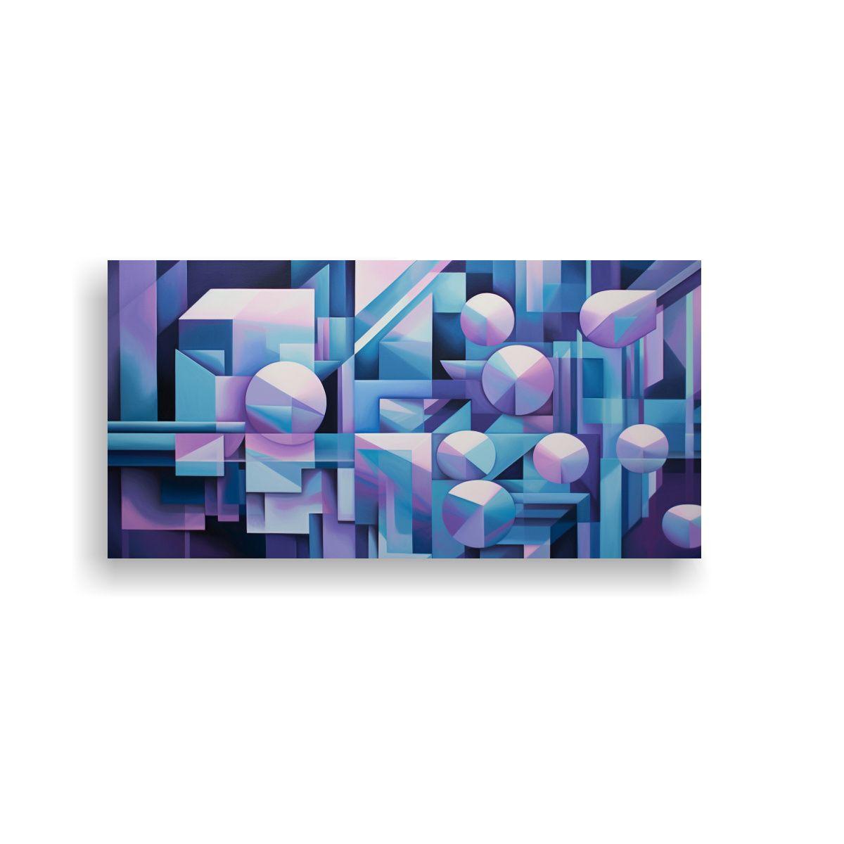Cuadros Modernos Con Formas Geométricas En Azul 80x40 Cm-0