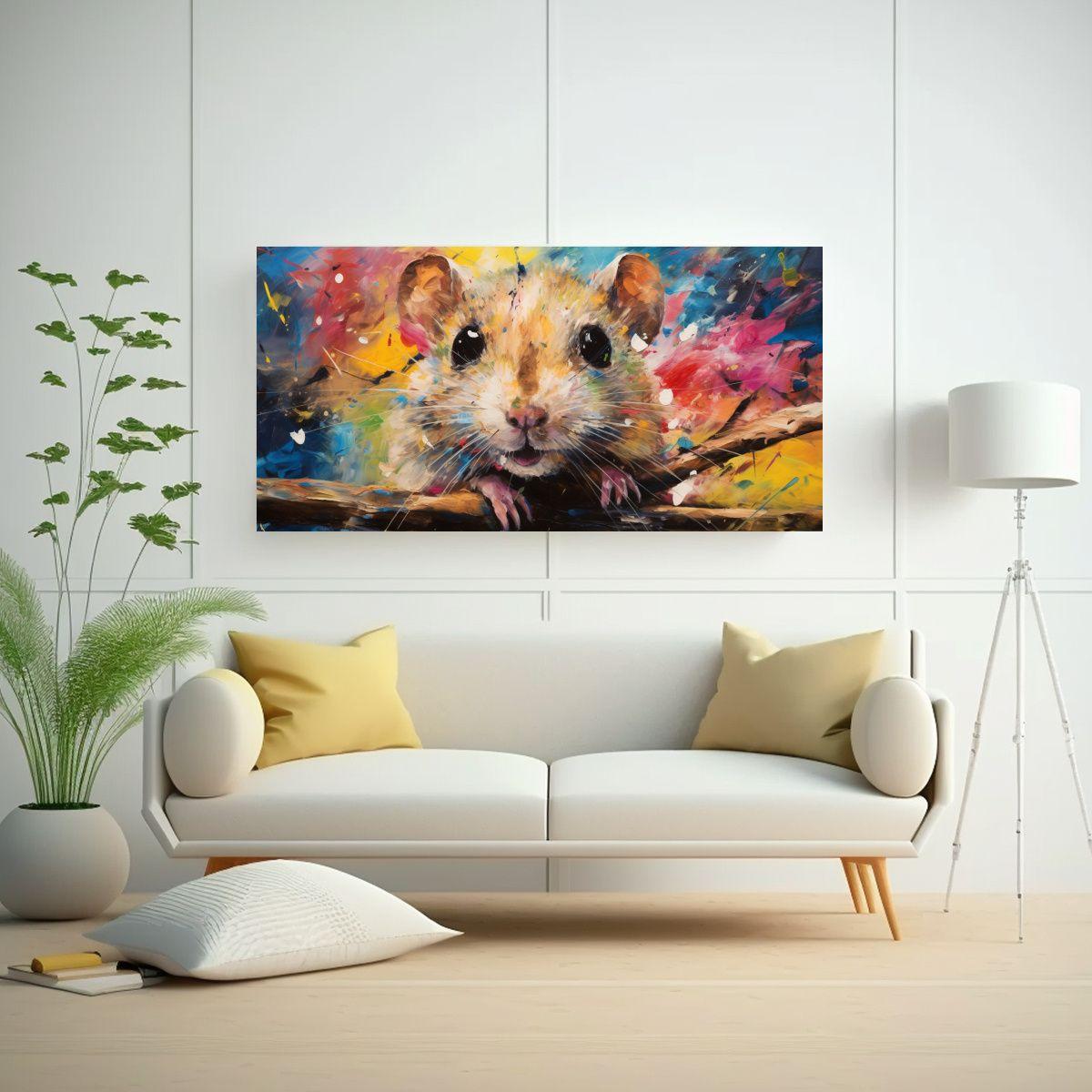 Cuadro Rectangular De Temática Gerbil En Estilo 60x30cm-2