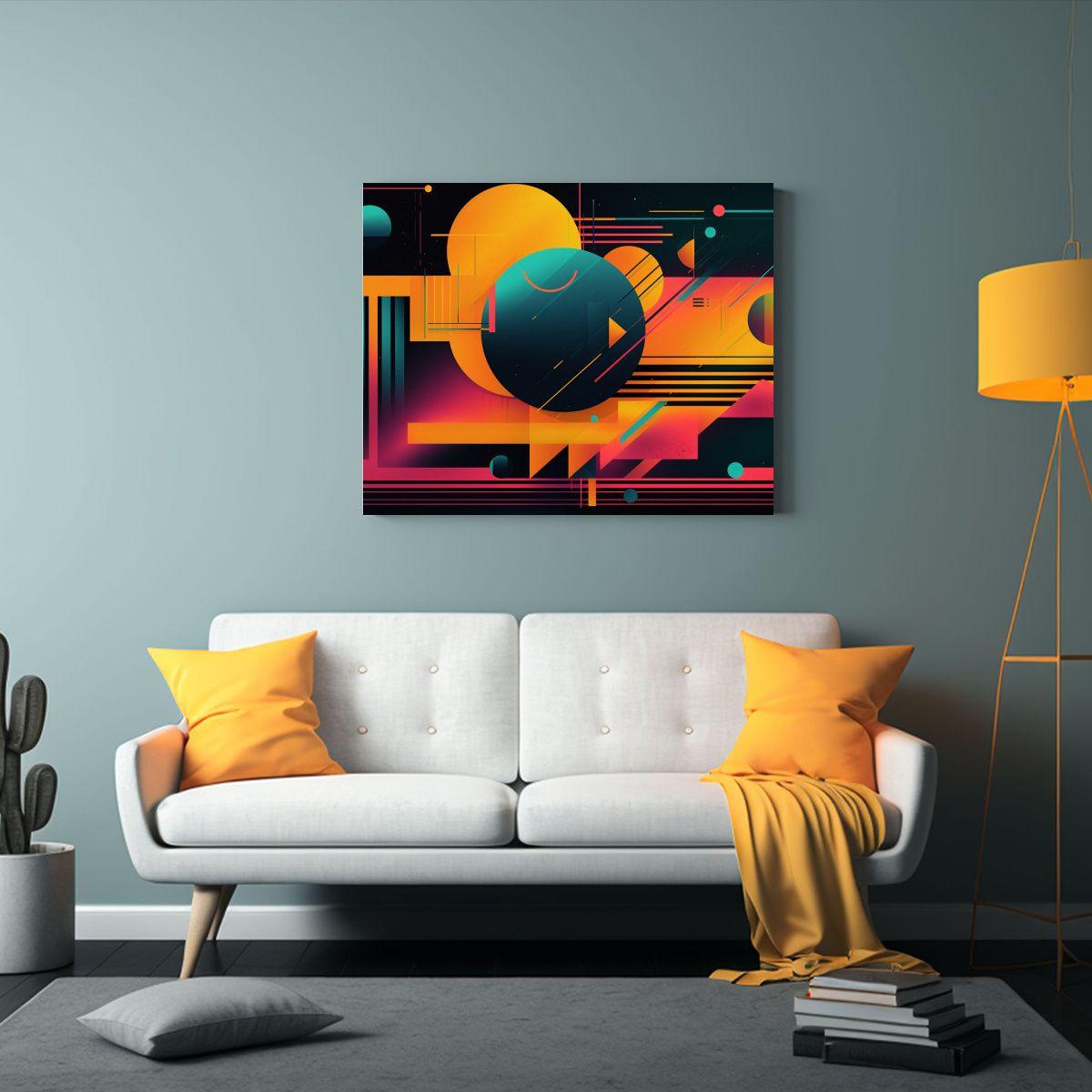 Cuadro Tela Canvas RetroFuturista Para Decoración De Regalo 75x50cm-2