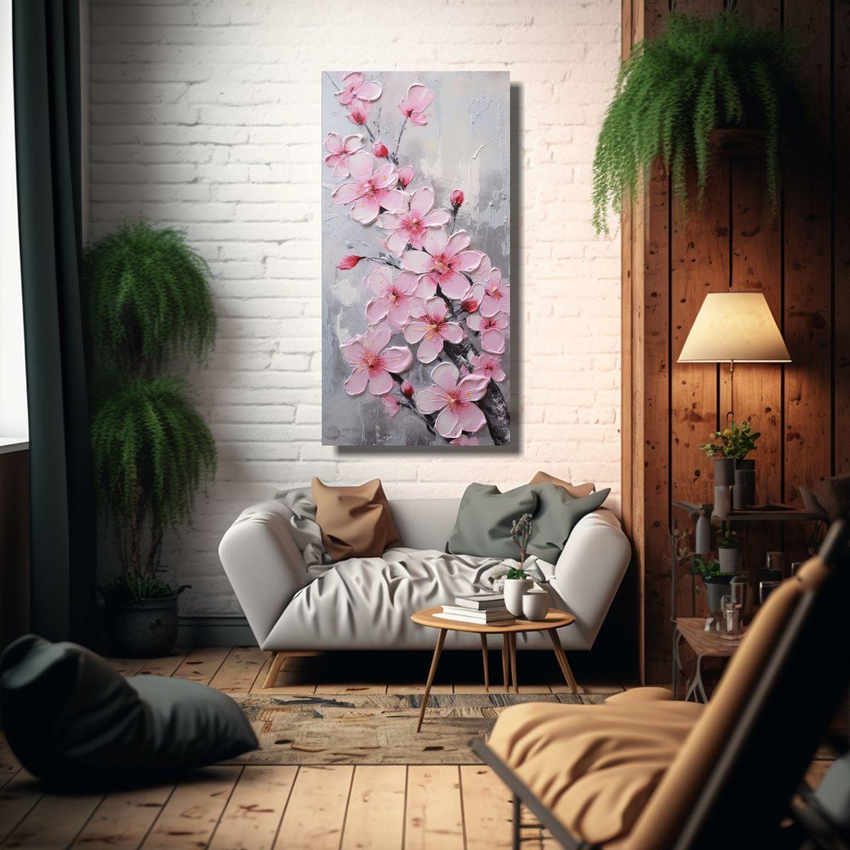 Cuadro De Lienzo Adorable De Colores Con Flores 70x140cm-2