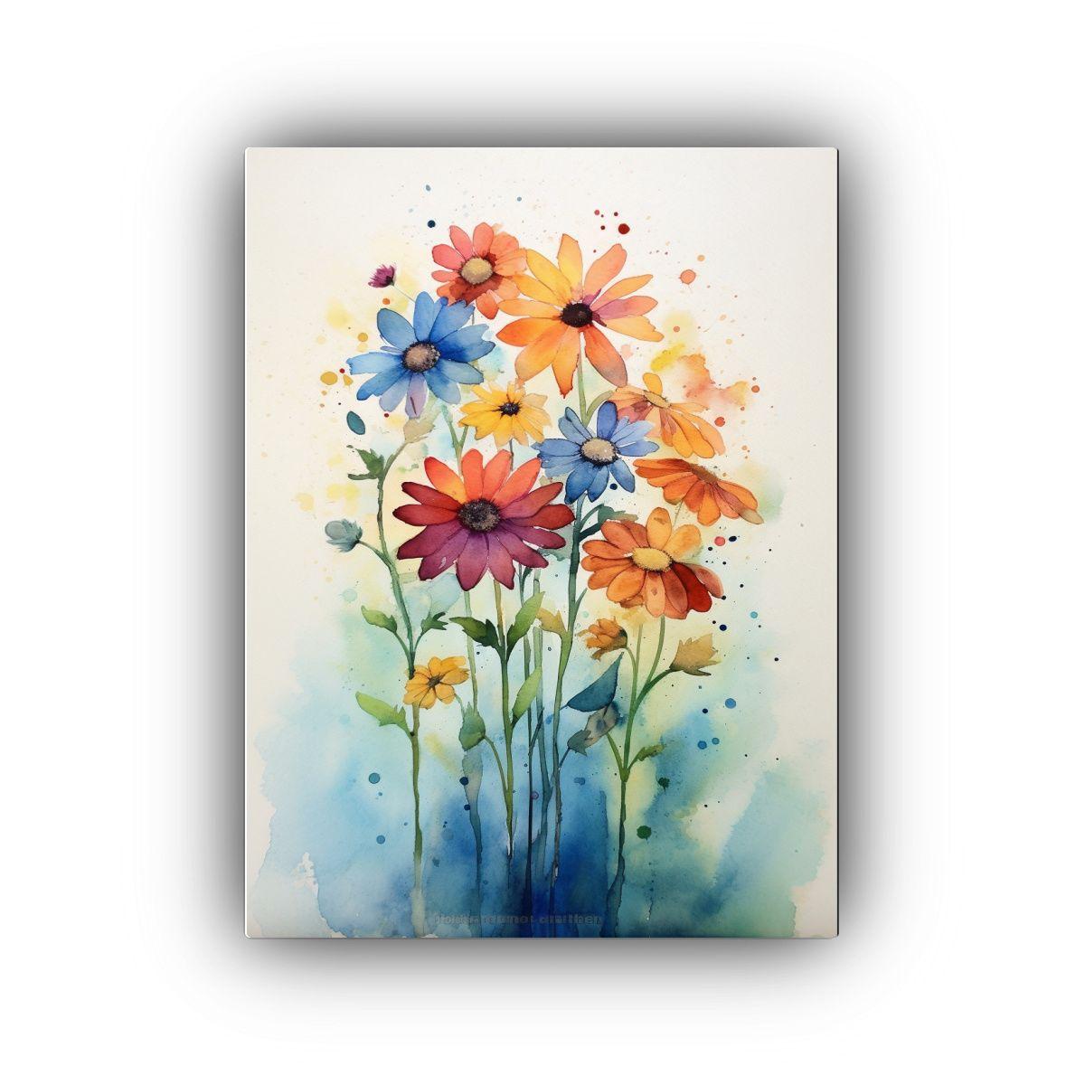 Pintura Acuarela Expresión Visual Flores 80x120cm-0