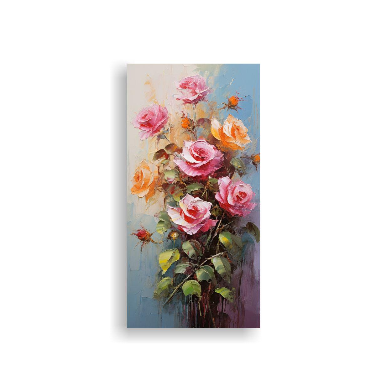 Cuadro Armonía Cromática Colores Vibrantes Rosas 20x40cm-0