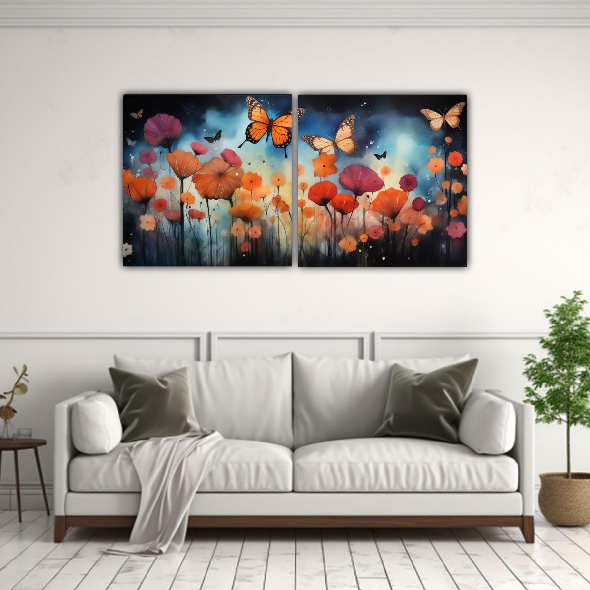 Cuadro Moderno Enigmático Mariposas Grandes 120x60 Cm-2