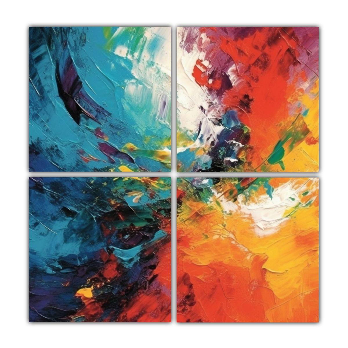 Cuatro Lienzos Finas Lineas Arte Abstracto 200x200 Cm-0