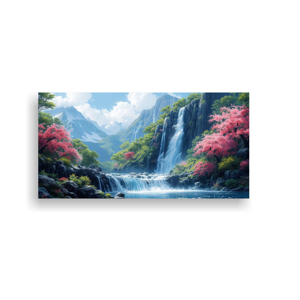 Pintura Lienzo Diseño Sencillo Arroyo Fluido 140x70cm-0