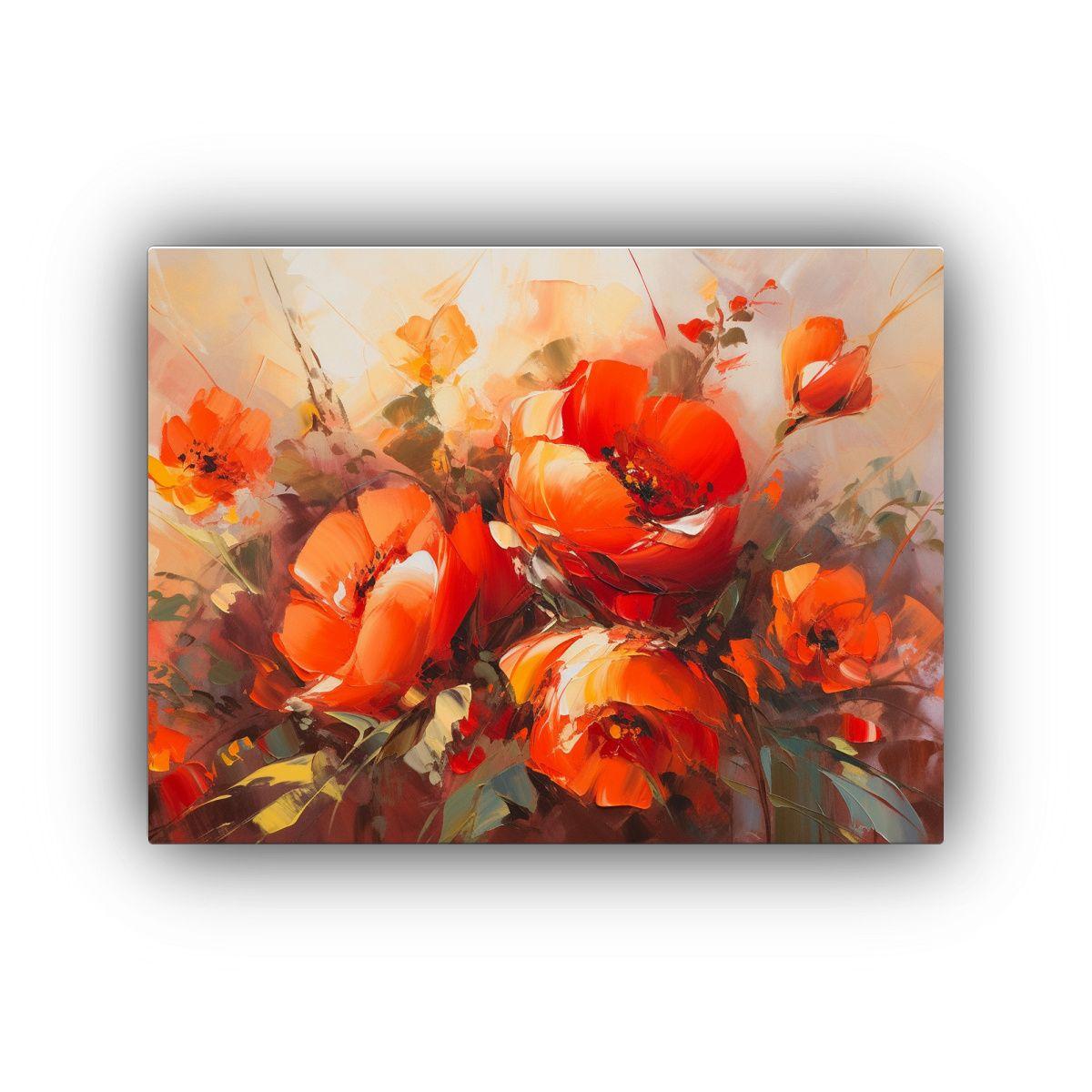 Pintura De Flores En Lienzo Con Composición 75x50cm-0