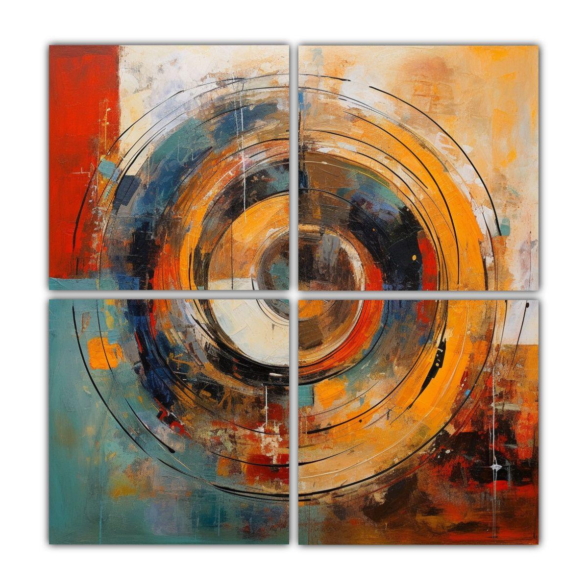 4 Lienzos Arte Mural Circle Expresionismo Alta 80x80 Cm-0