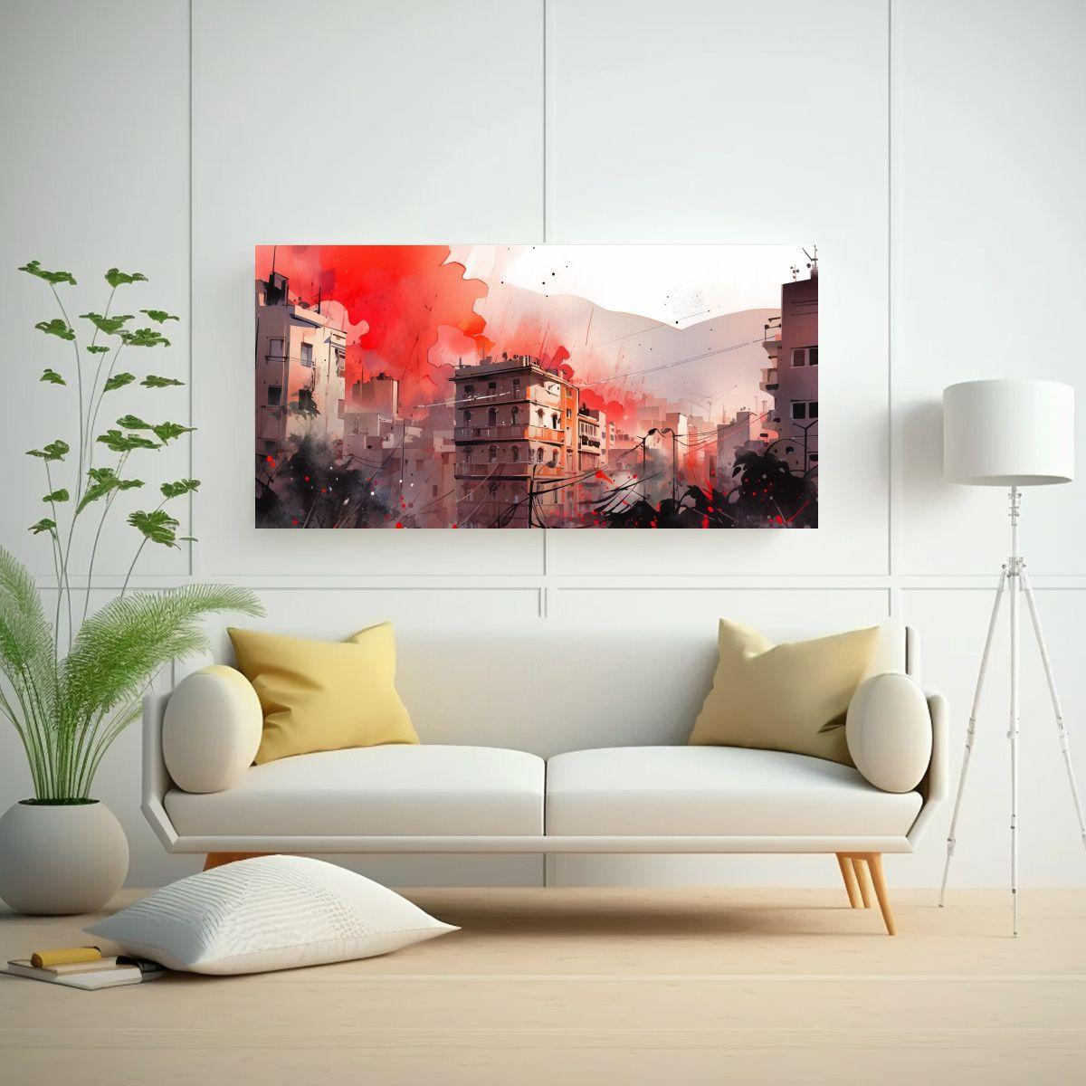 Pinturas De Pared De Santiago En Acuarelas Y Color 80x40cm-2