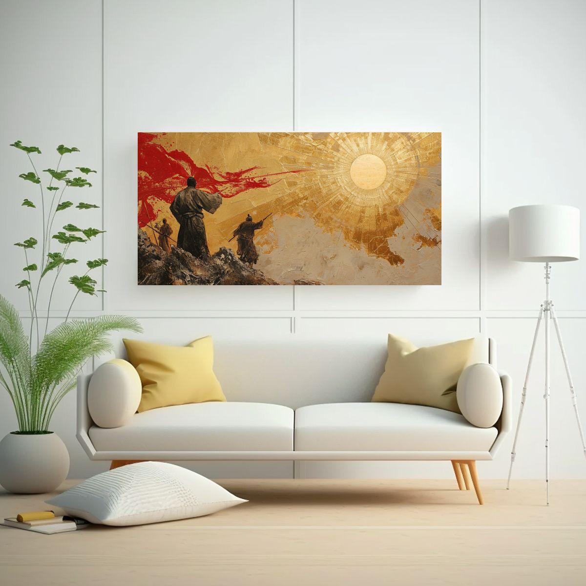 Pintura Clásica Con Figura De Anciano Y Sol: 40x20 Cm-2