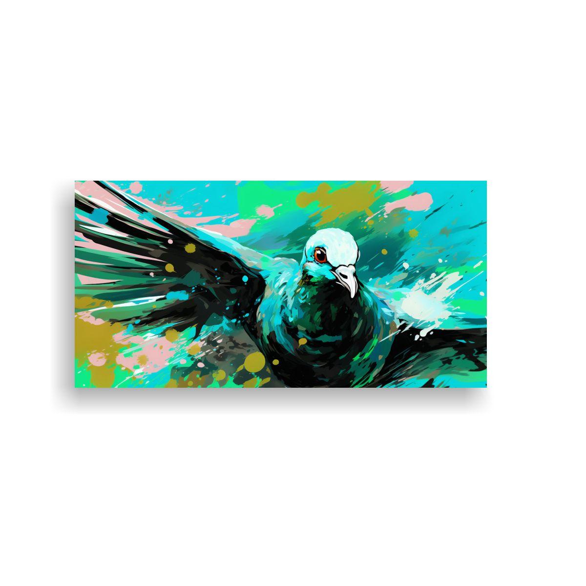 Cuadro Moderno Habitación Pájaro En Verde Y Turq 100x50cm-0