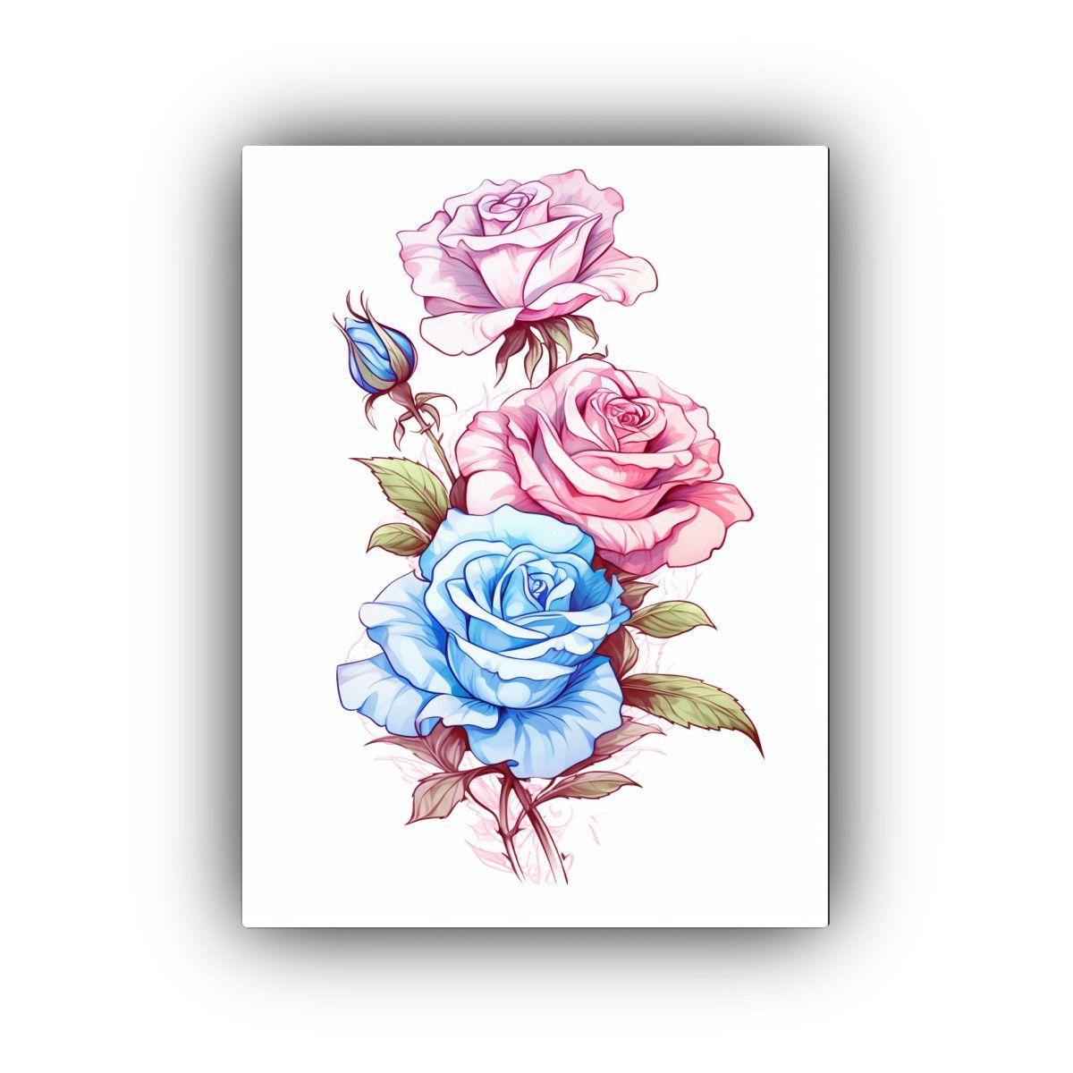 Cuadro Rosa Estética Arte Floral Impresión 50x65cm-0