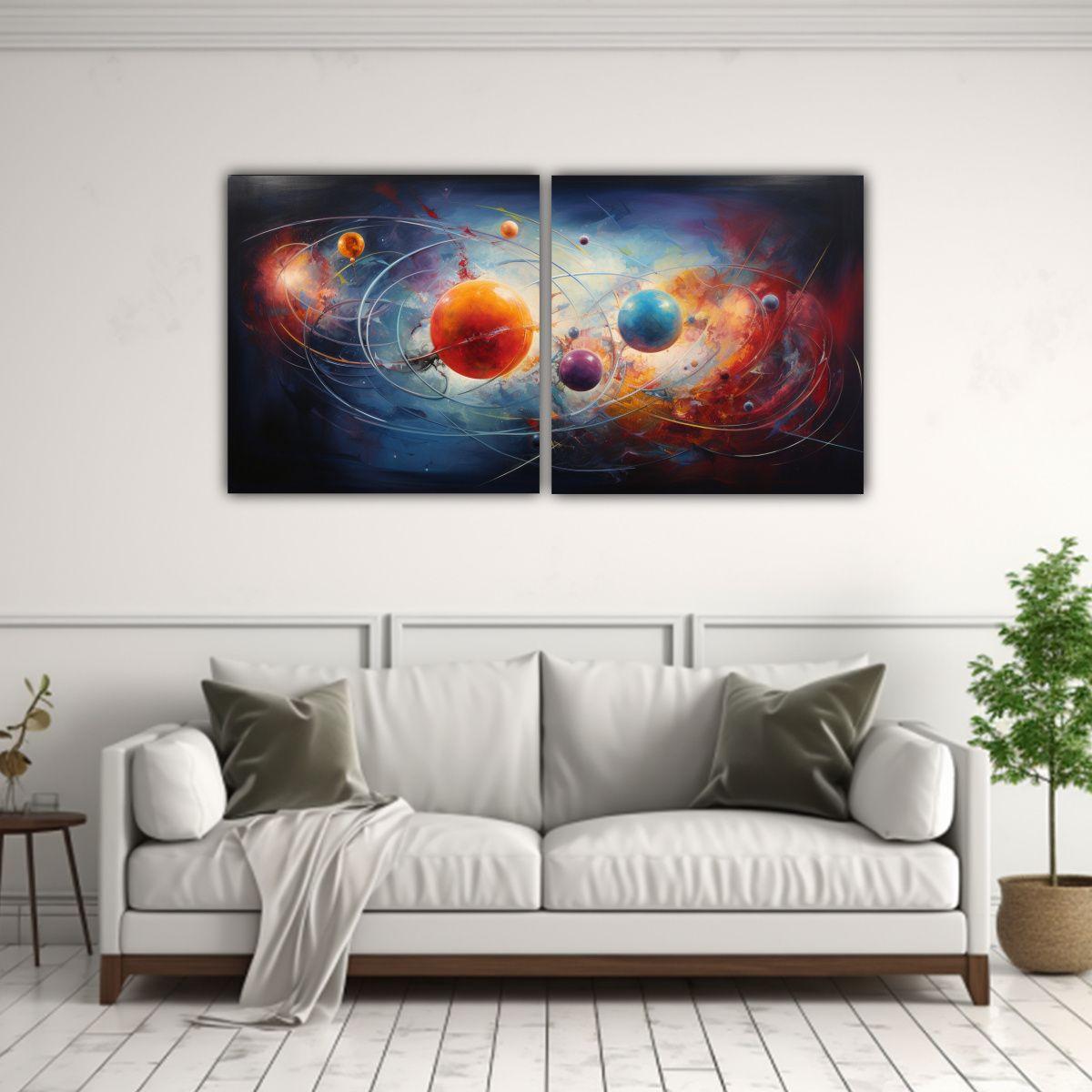 Pinturas Decorativas Abstracción Cósmica 160x80 Cm-2