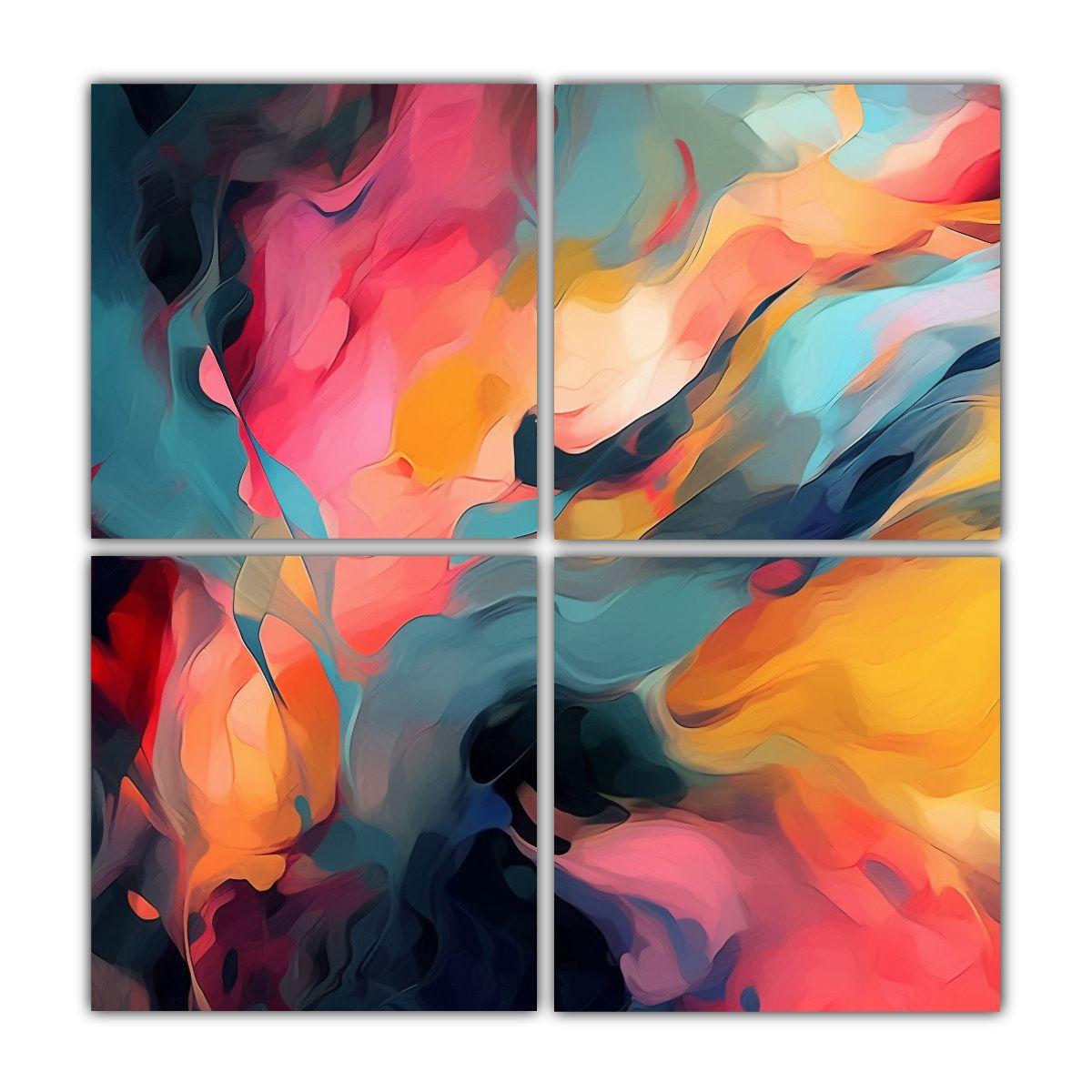 Cuatro Cuadros Espectacular Digital Inspirado Por 80x80 Cm-0