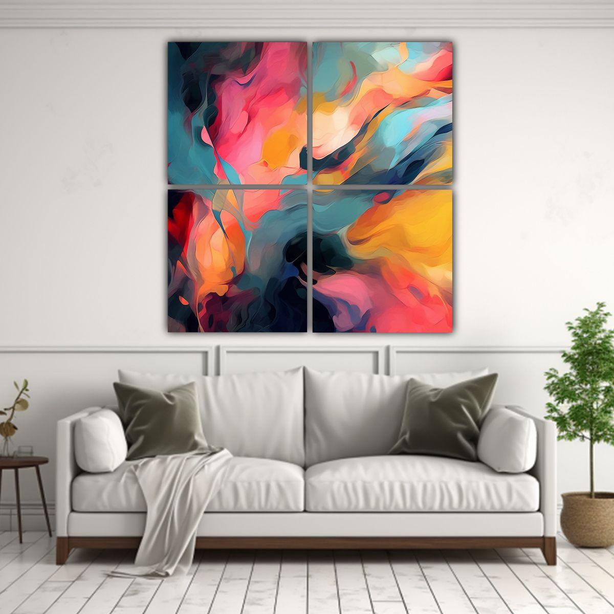 Cuatro Cuadros Espectacular Digital Inspirado Por 80x80 Cm-2