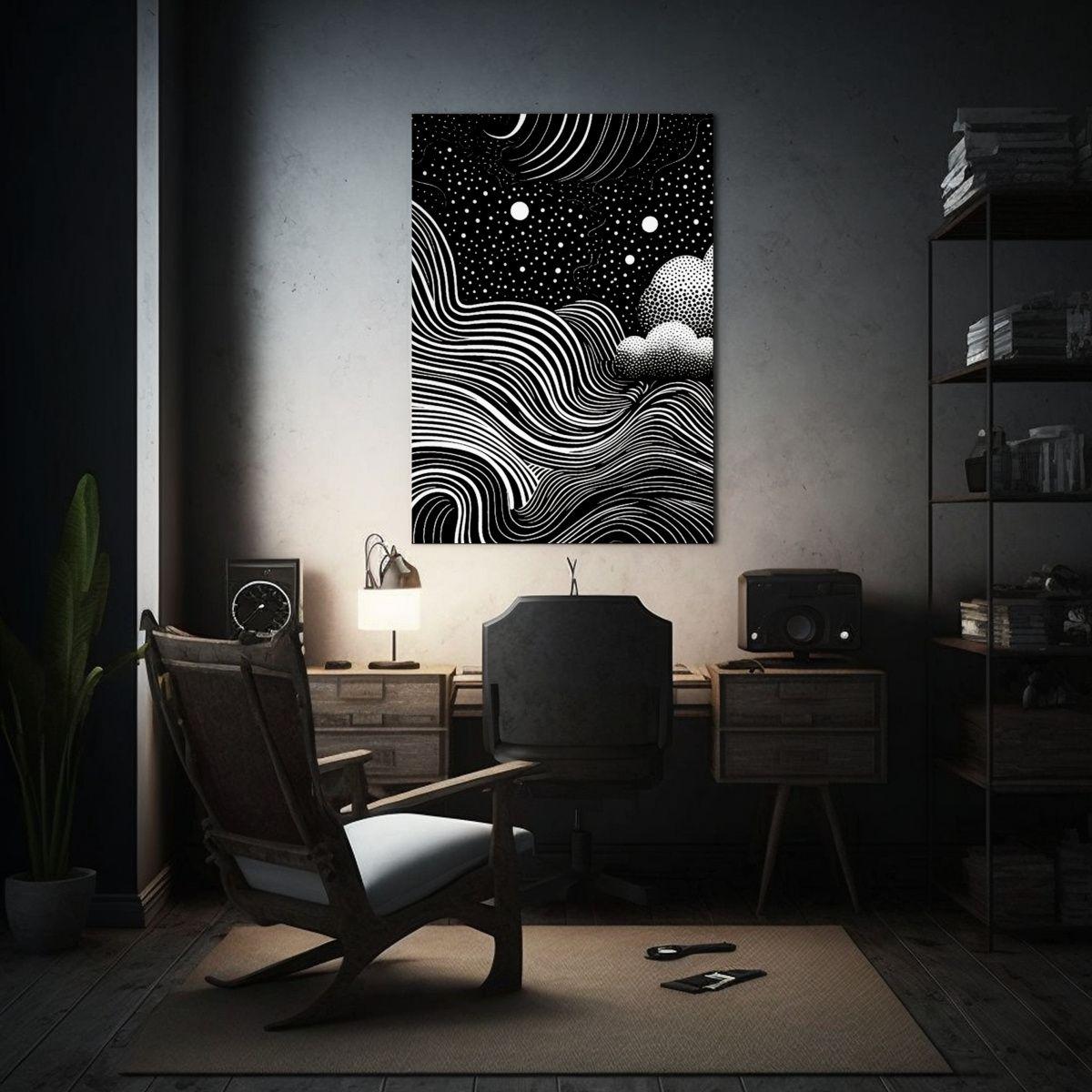 Pintura Decorativa En Blanco Y Negro Sin Relleno 60x90cm-2