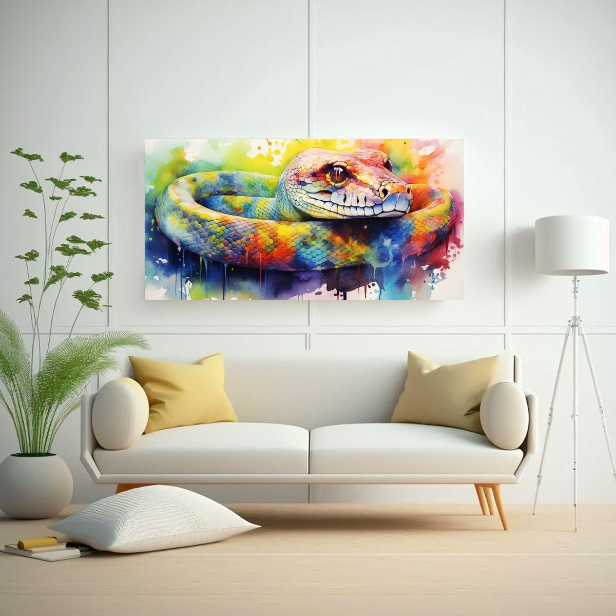 Pintura Minimalista Con Colores Acuarela Anaconda  140x70cm-2