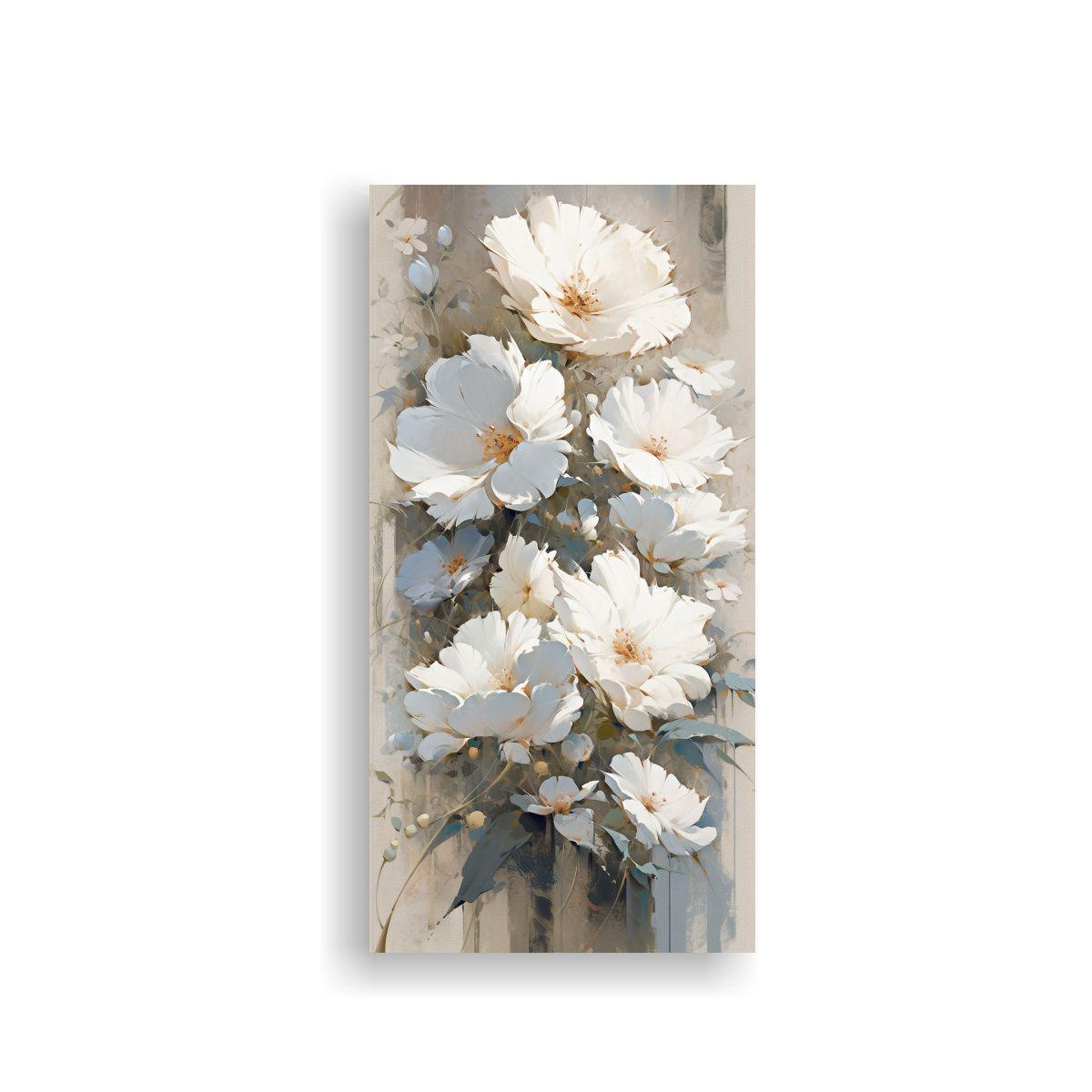 Pintura Floral En Lienzo Estilo Esquema En Colores 70x140cm-0