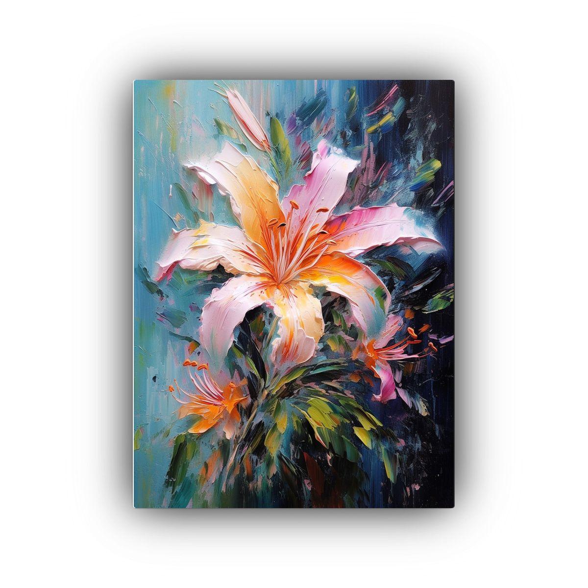 Pintura Abstracta Con Textura De Lirio En Lienzo 50x65cm-0