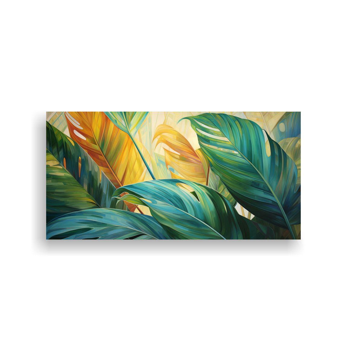 Pintura Abstracta De Hojas De Palma En Estilo 40x20cm-0