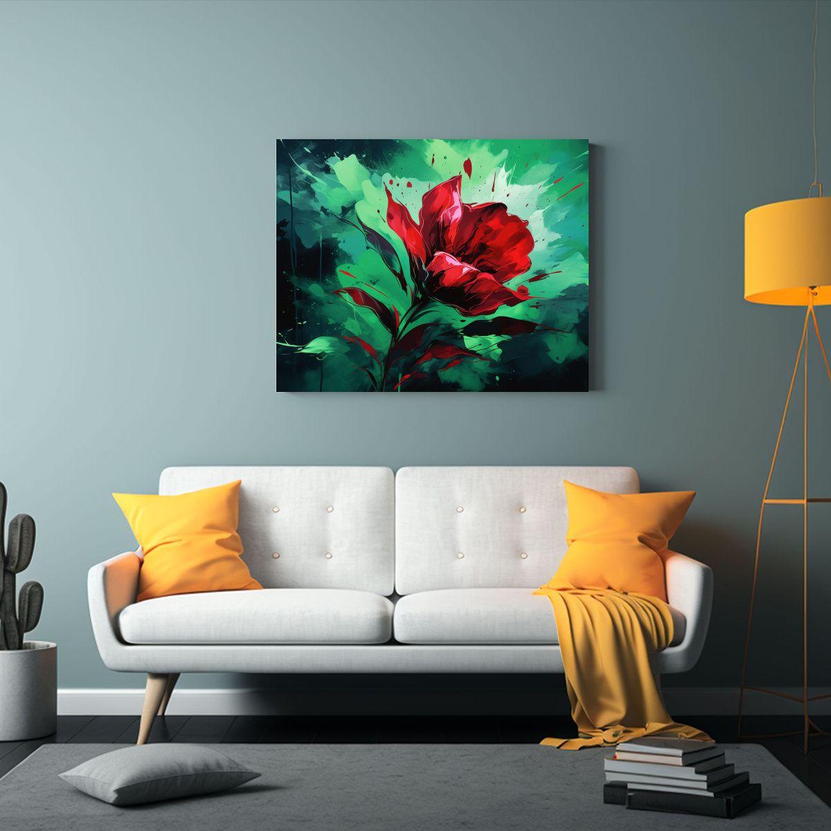 Cuadros Modernos Luminosos En Verde Y Rojo Con Atmósfera Ne 50x40cm-2