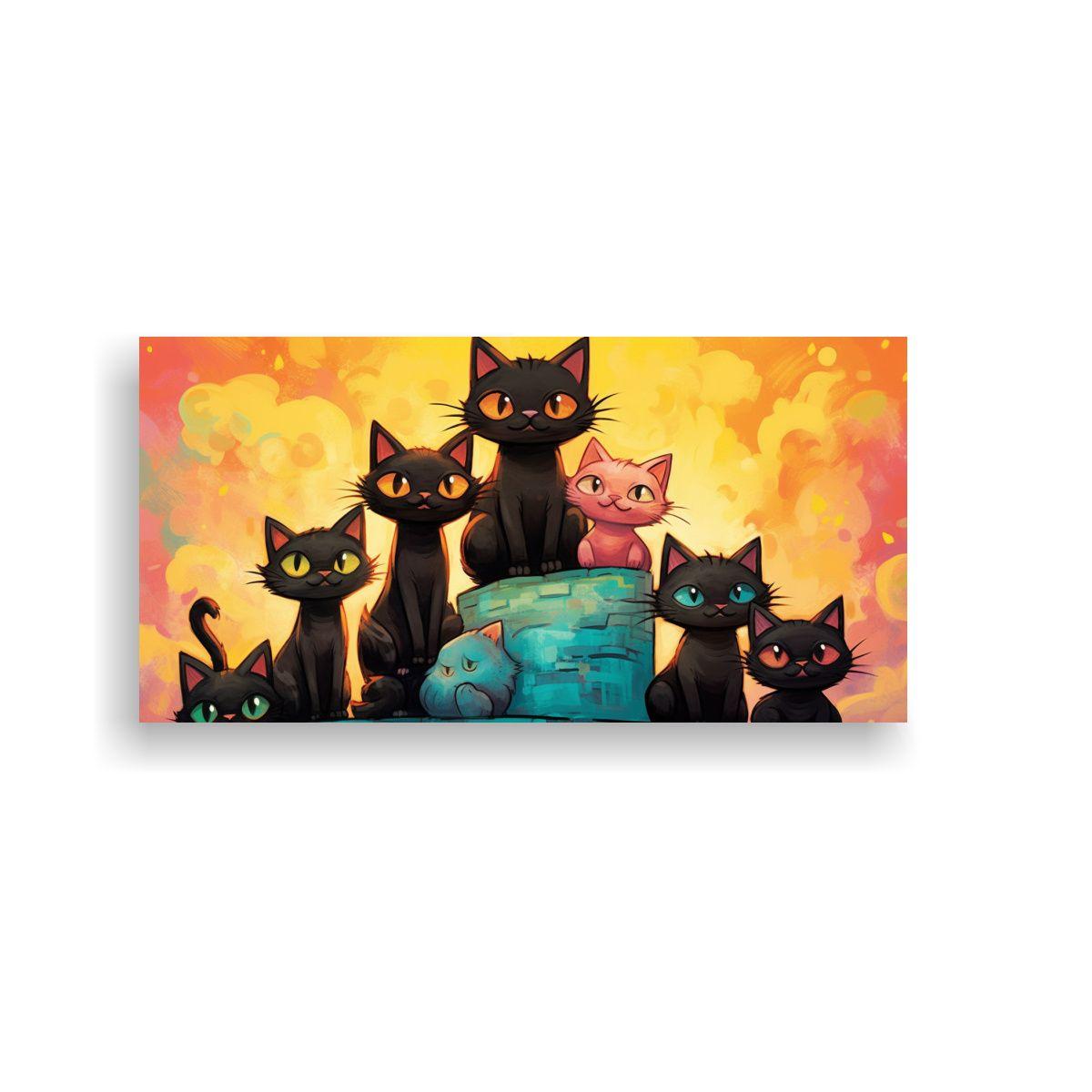 Pintura Decorativa De Alta Resolución: Gatos 60x30cm-0