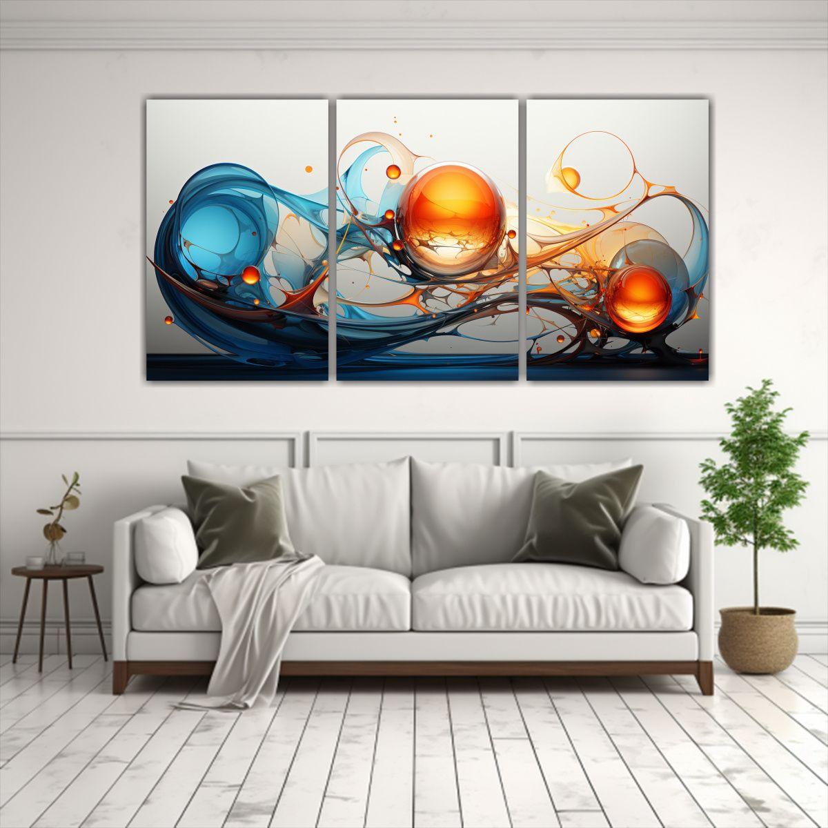 Set 3 Cuadros Decorativos Tonos Simplicidad 150x75 Cm-2
