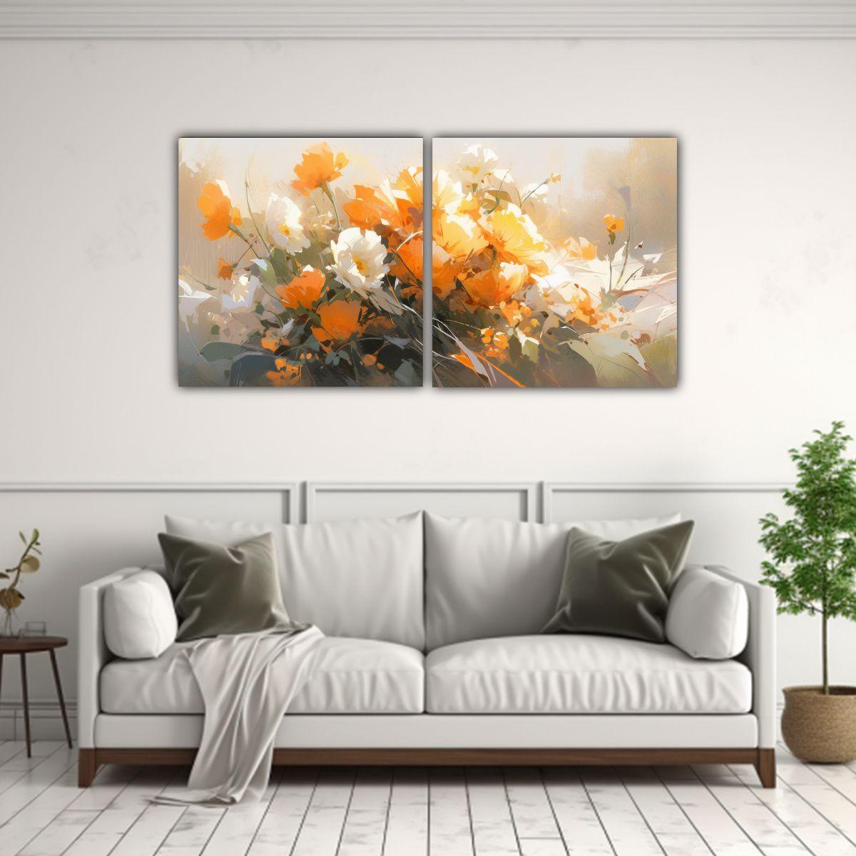 Pintura De Flores En Lienzo, Composición única 100x50 Cm-2