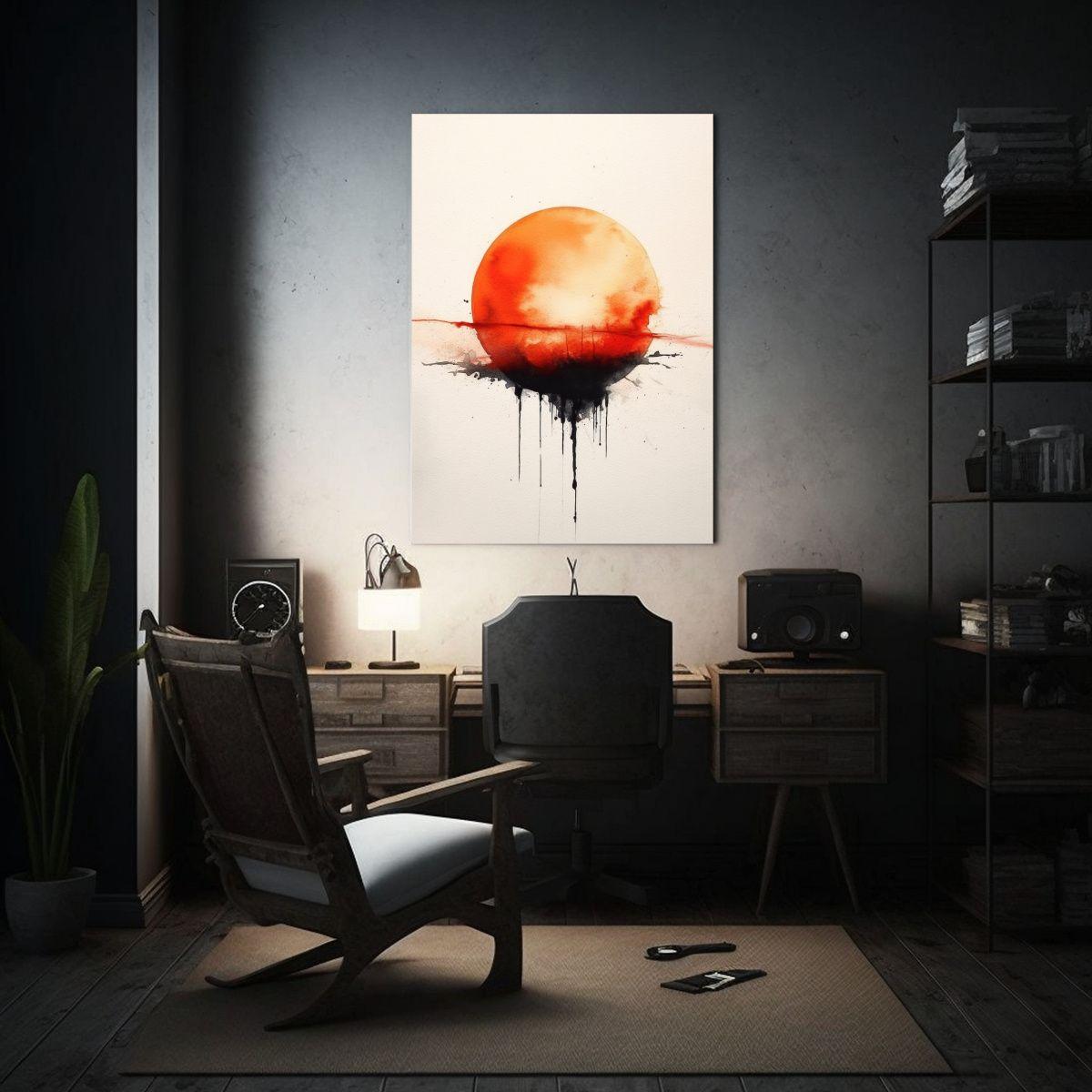 Arte Minimalista En Acuarela El Sol Moribundo 40x60cm-2