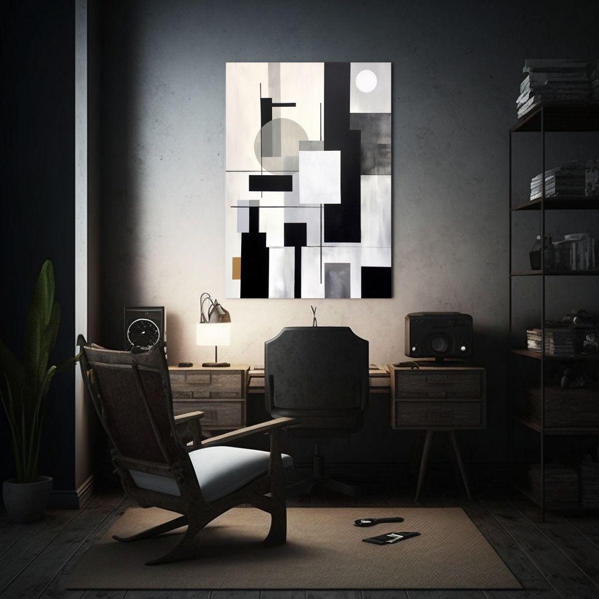Pintura Abstracta Geométrica De Alta Resolución 50x75cm-2