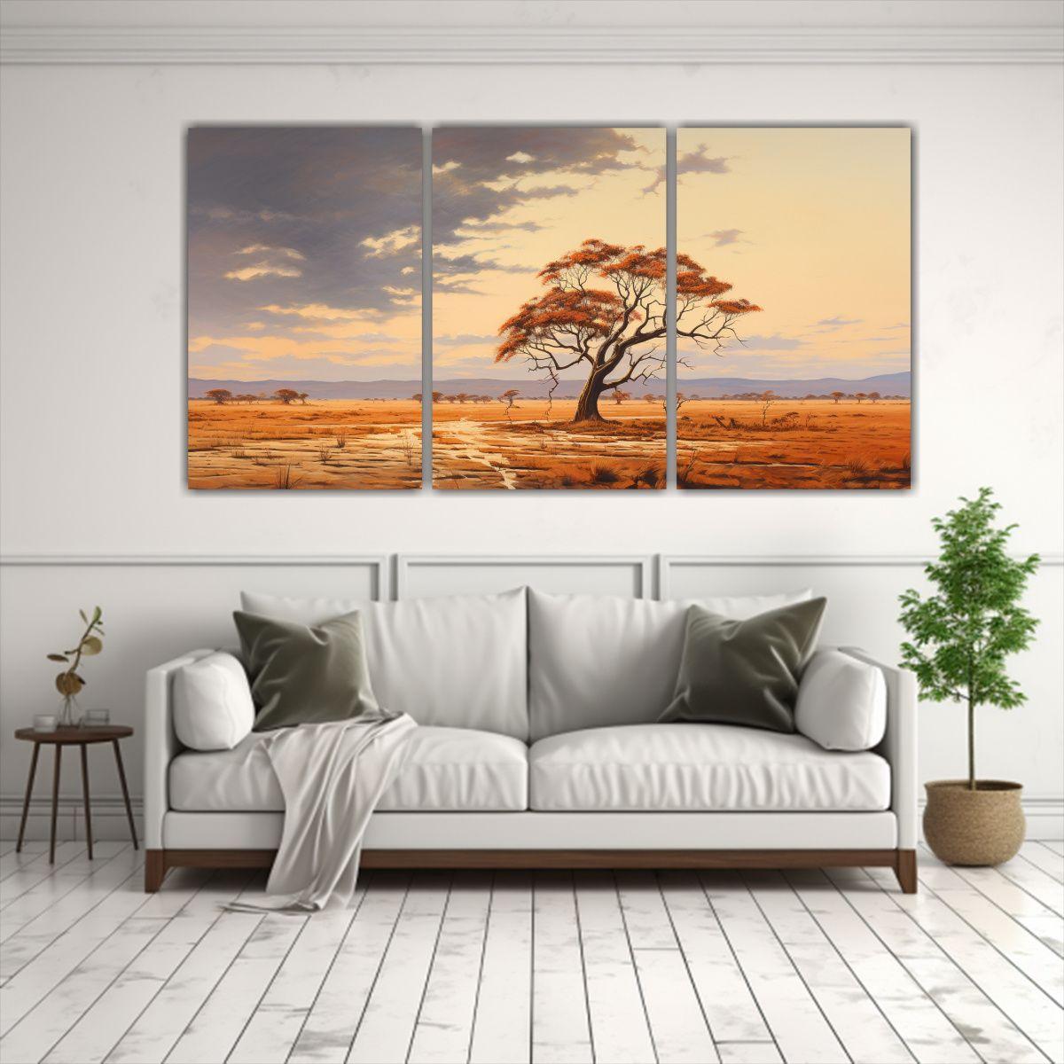 Cuadros Abstractos De Vida En La Sabana Y árbol 240x120 Cm-2