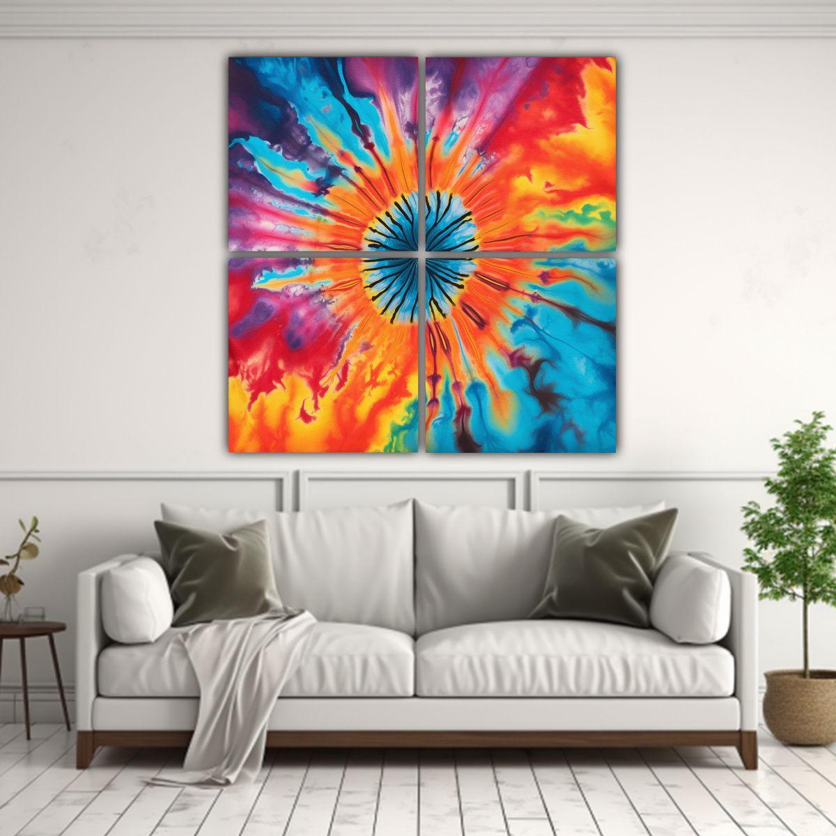 Cuatro Cuadros Estilo Galería Arte Gráfico 120x120 Cm-2