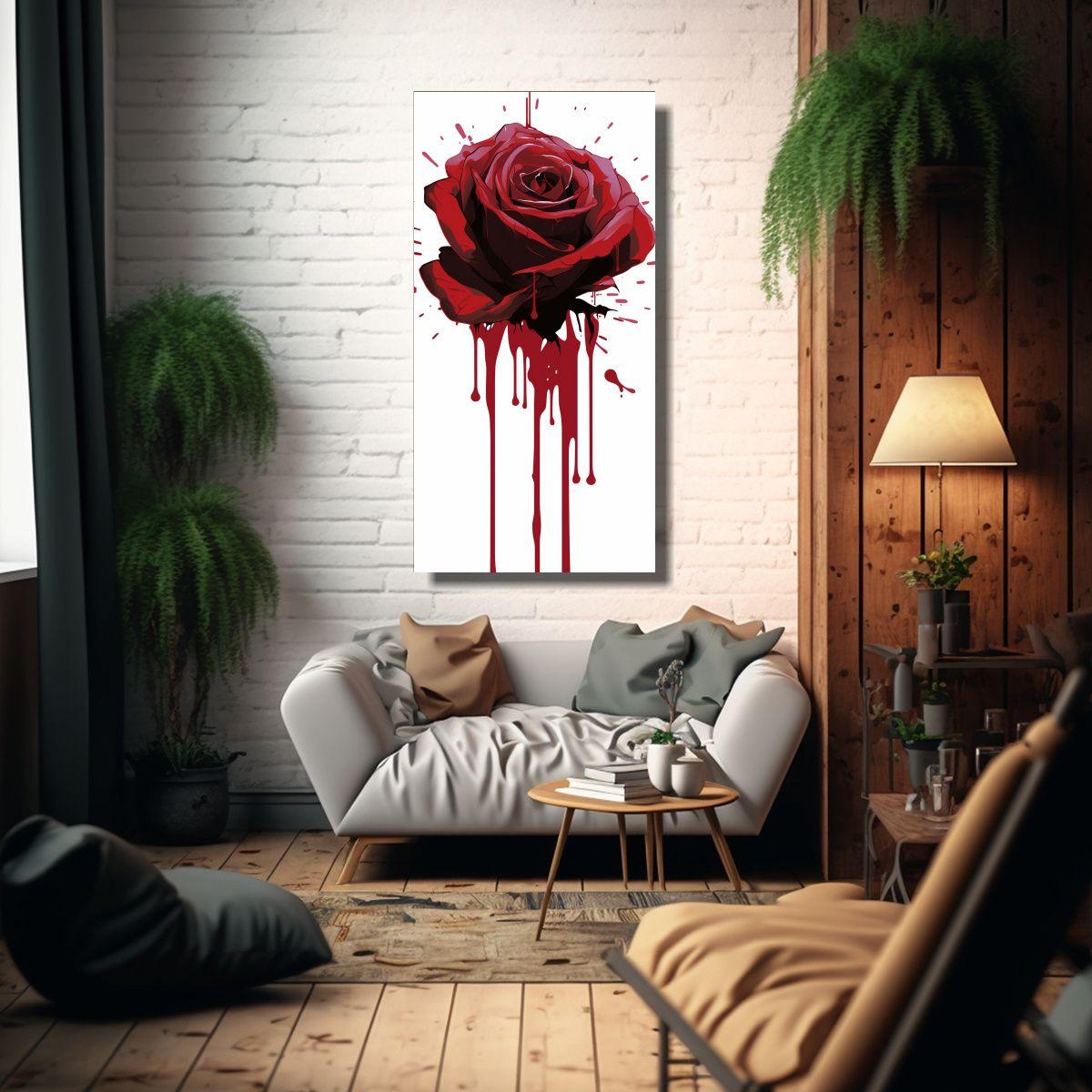 Lienzo De Tela Moderno Con Figuras De Rosa 50x100cm-2