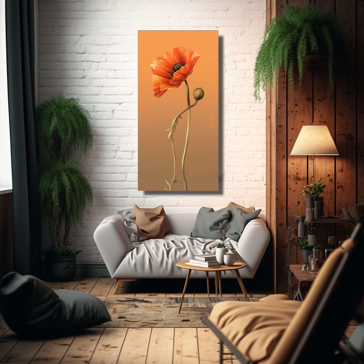 Cuadro Floral: Tonos Reflejo De Una Amapola 80x160cm-2