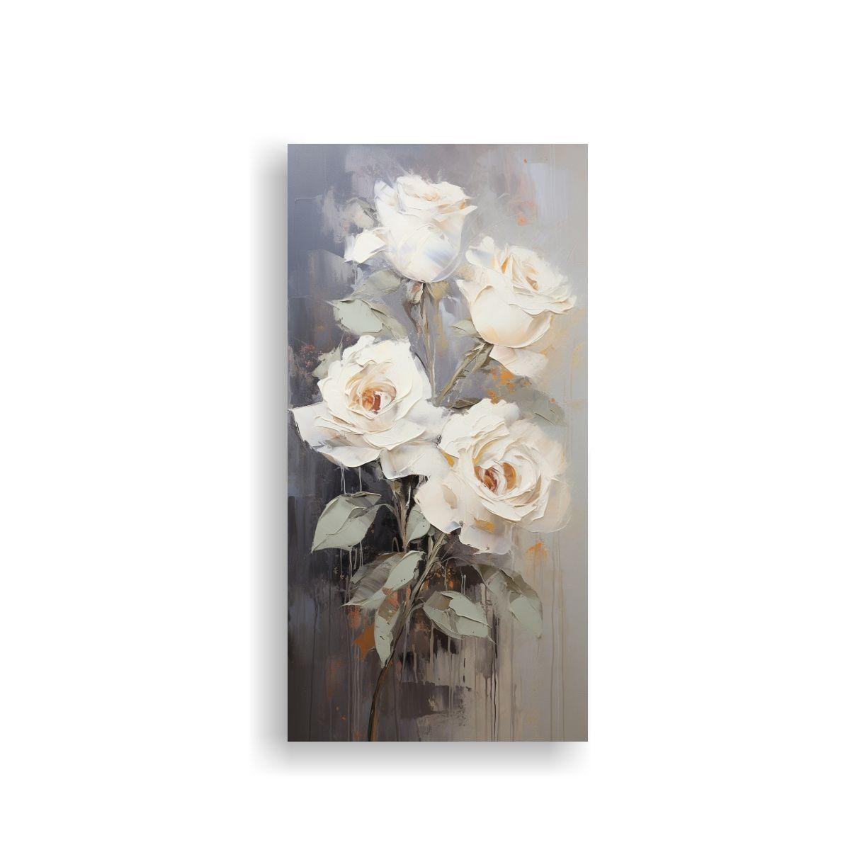Cuadro En Lienzo Vida A White Roses Estilo 80x160cm-0