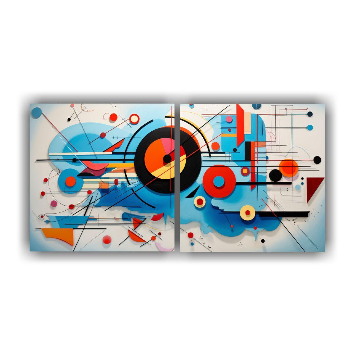 Pinturas Decorativas Estilo Kandinsky, Arte 60x30 Cm-0
