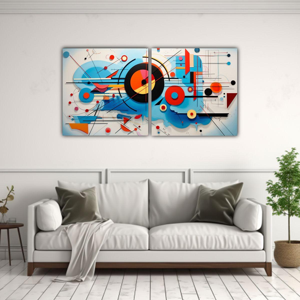 Pinturas Decorativas Estilo Kandinsky, Arte 60x30 Cm-2