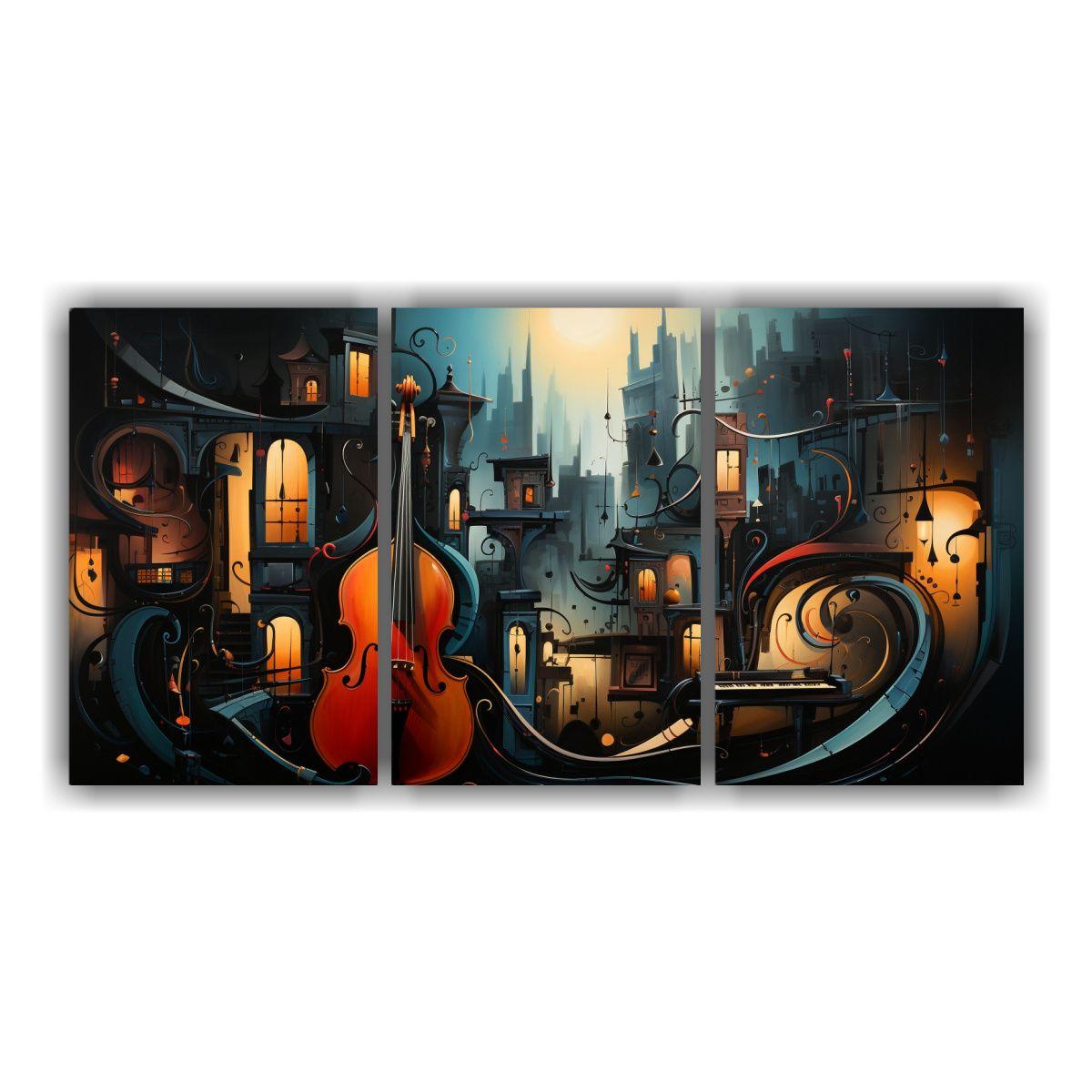 Pintura Abstracta Estilo Dali Jazz En Bastidor 90x45 Cm-0