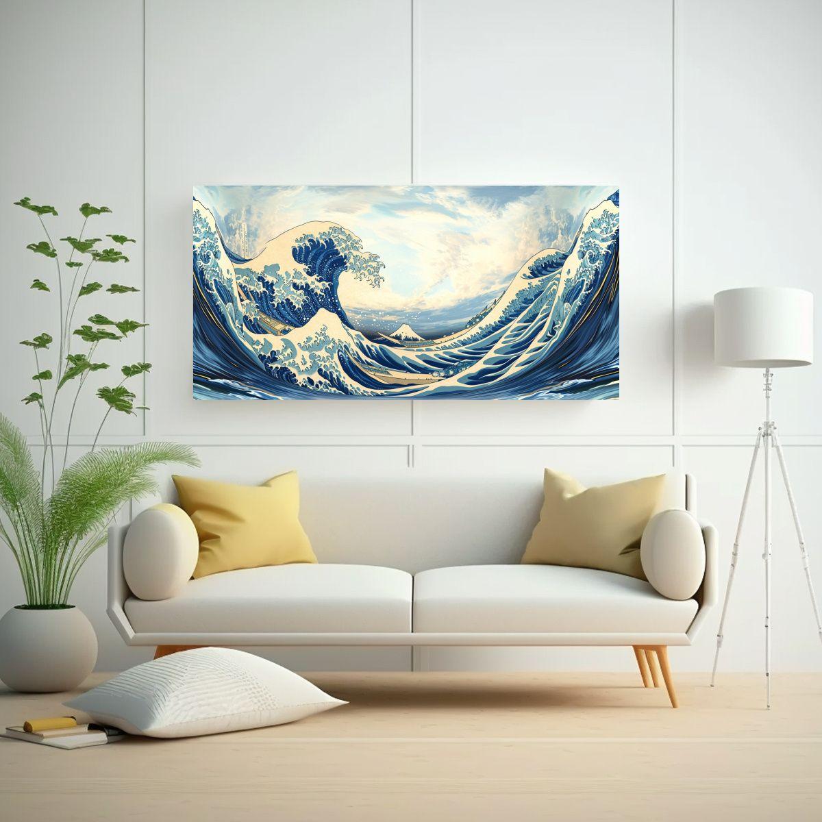 Cuadro Inspirador Ondas Hokusai Proyección 100x50cm-2
