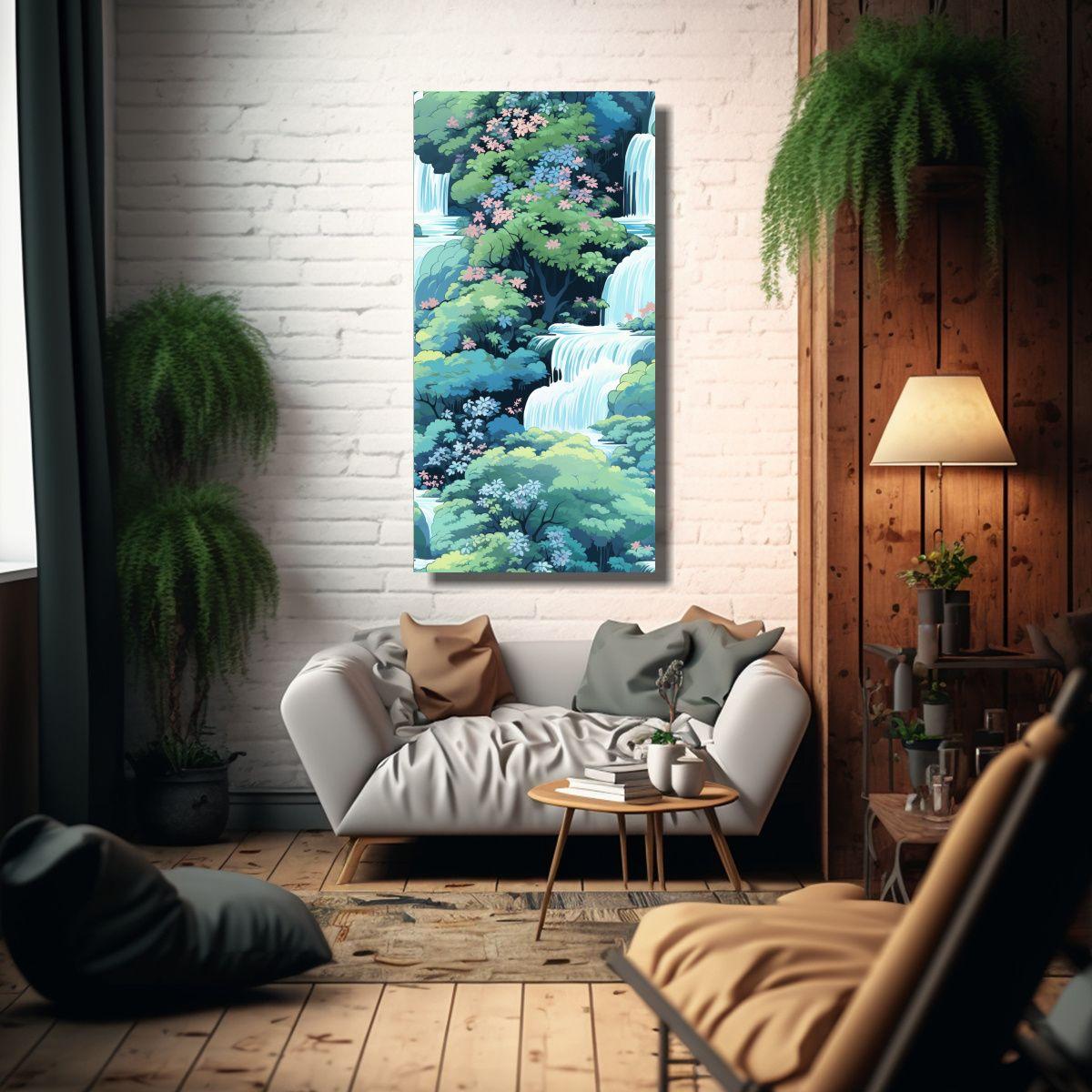 Pintura De Pared Con Patrón De Cascada Calmante 40x80cm-2