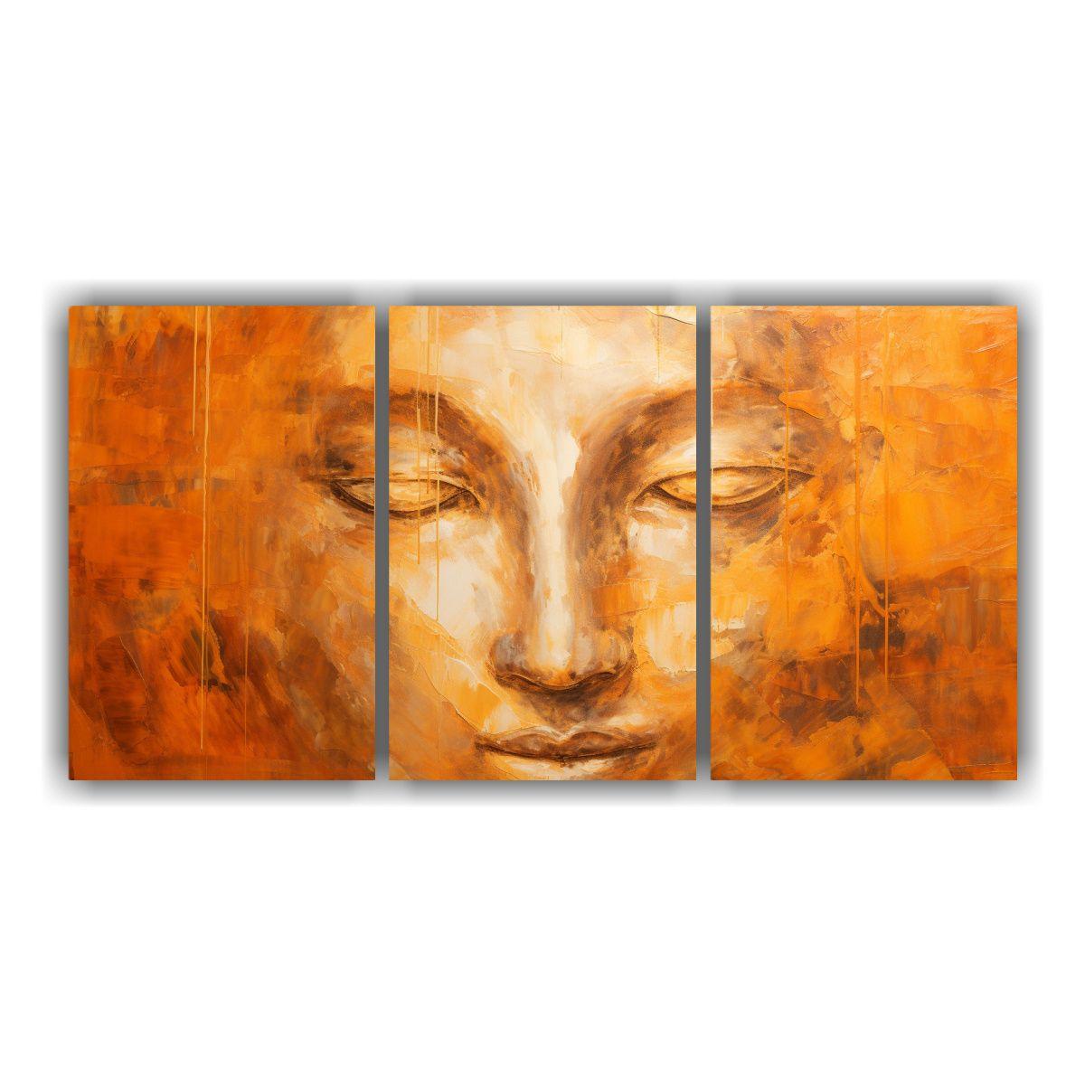 Arte Pared Cuadro Mural Buda Cara óleo Estilo 90x45 Cm-0