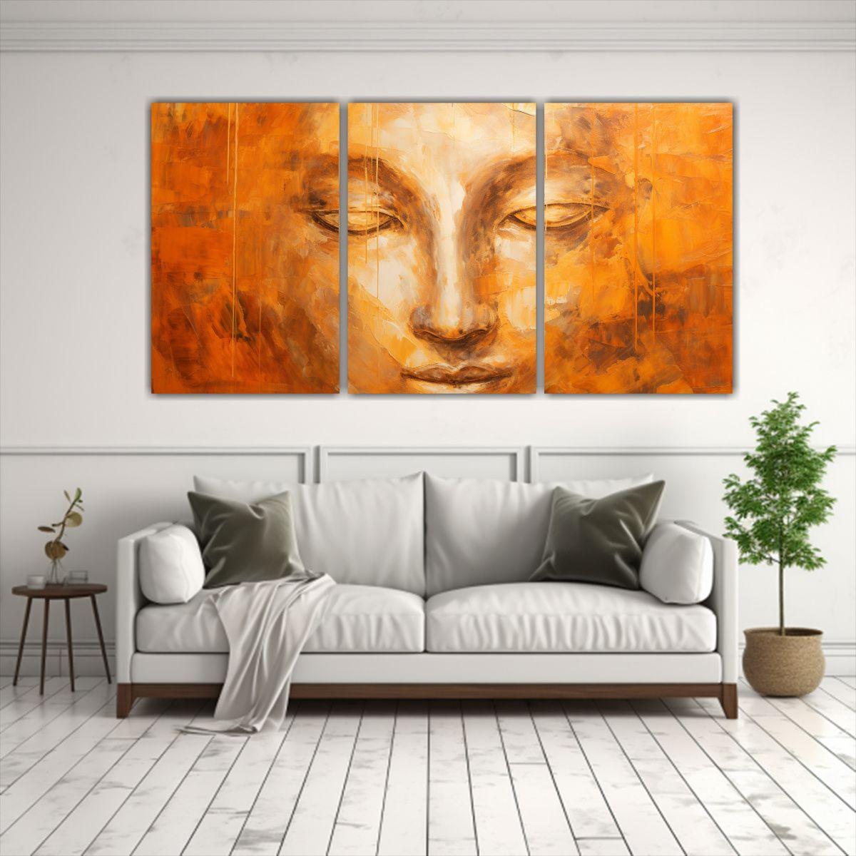 Arte Pared Cuadro Mural Buda Cara óleo Estilo 90x45 Cm-2