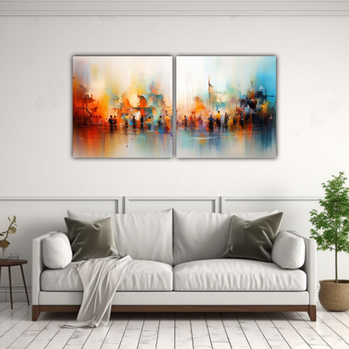 Pulso Rítmico Del Bullicioso Mercado: Pinturas 120x60 Cm-2