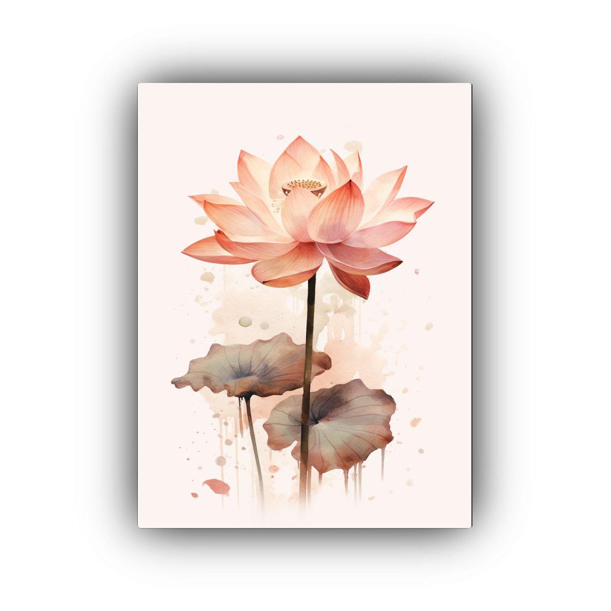 Cuadro Abstracto Alegre Lotus Sobre Fondo Blanco 40x50cm-0
